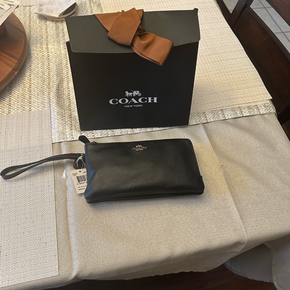 Coach Black Leather Wristlet